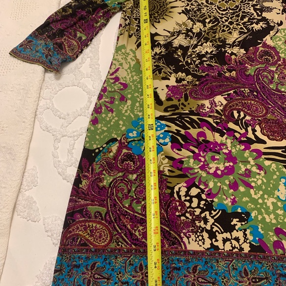 Ice Red and Blue Sheath Dress V-neck 3/4 Sleeve - Picture 7 of 9